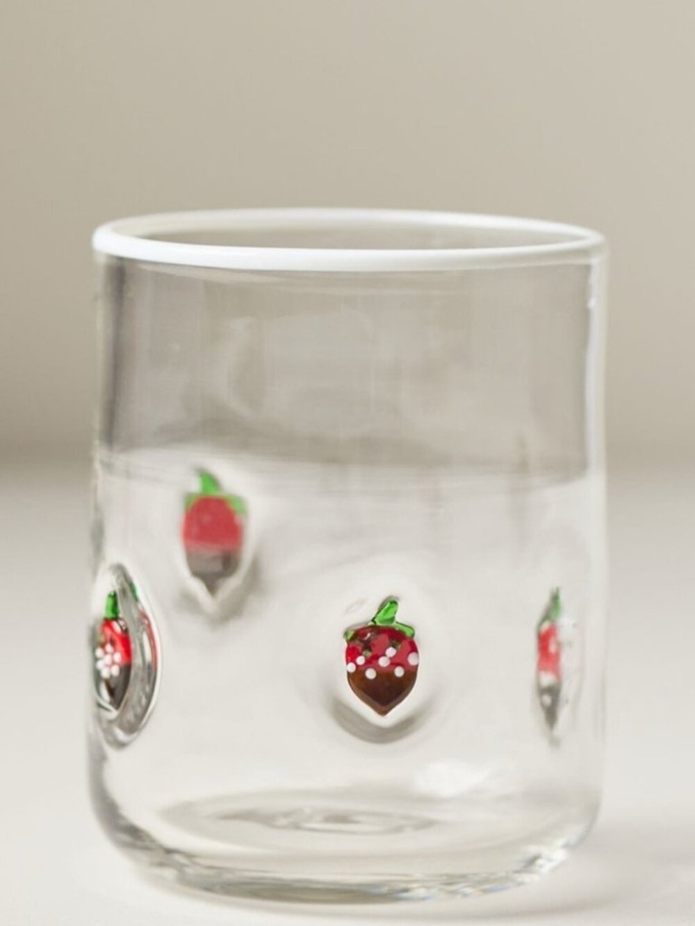 Anthropologie Icon Juice Glass Strawberry Chocolate NEW